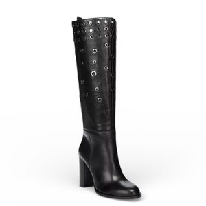 Mine West Leather Grommet Knee High Heeled Boots 8